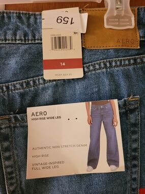 Aeropostale High Rise Wide-Leg Jeans - Medium Blue